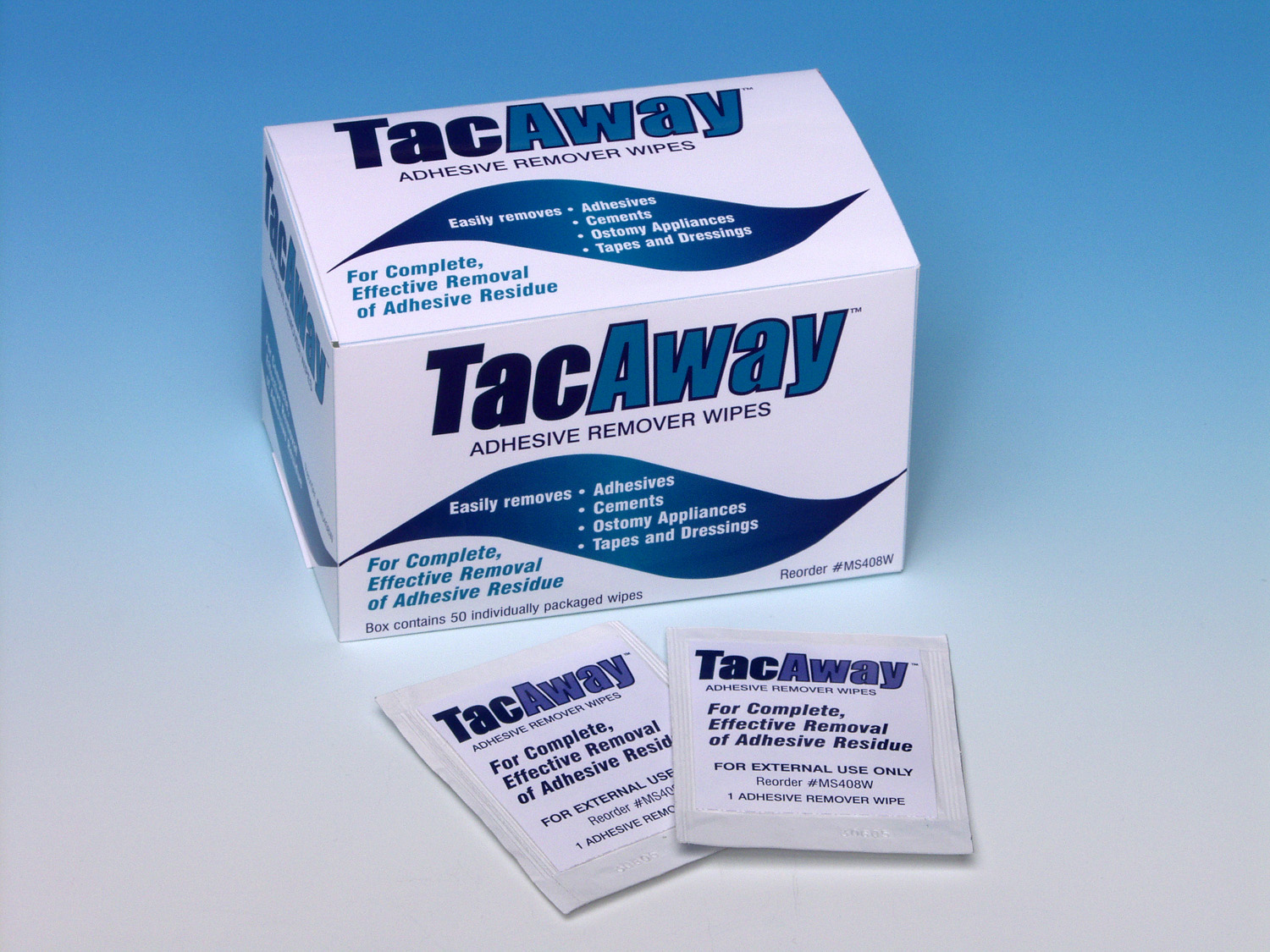 Tacaway Adhesive Remover Wipe, Non-Acetone, 50/Box TRMS408W