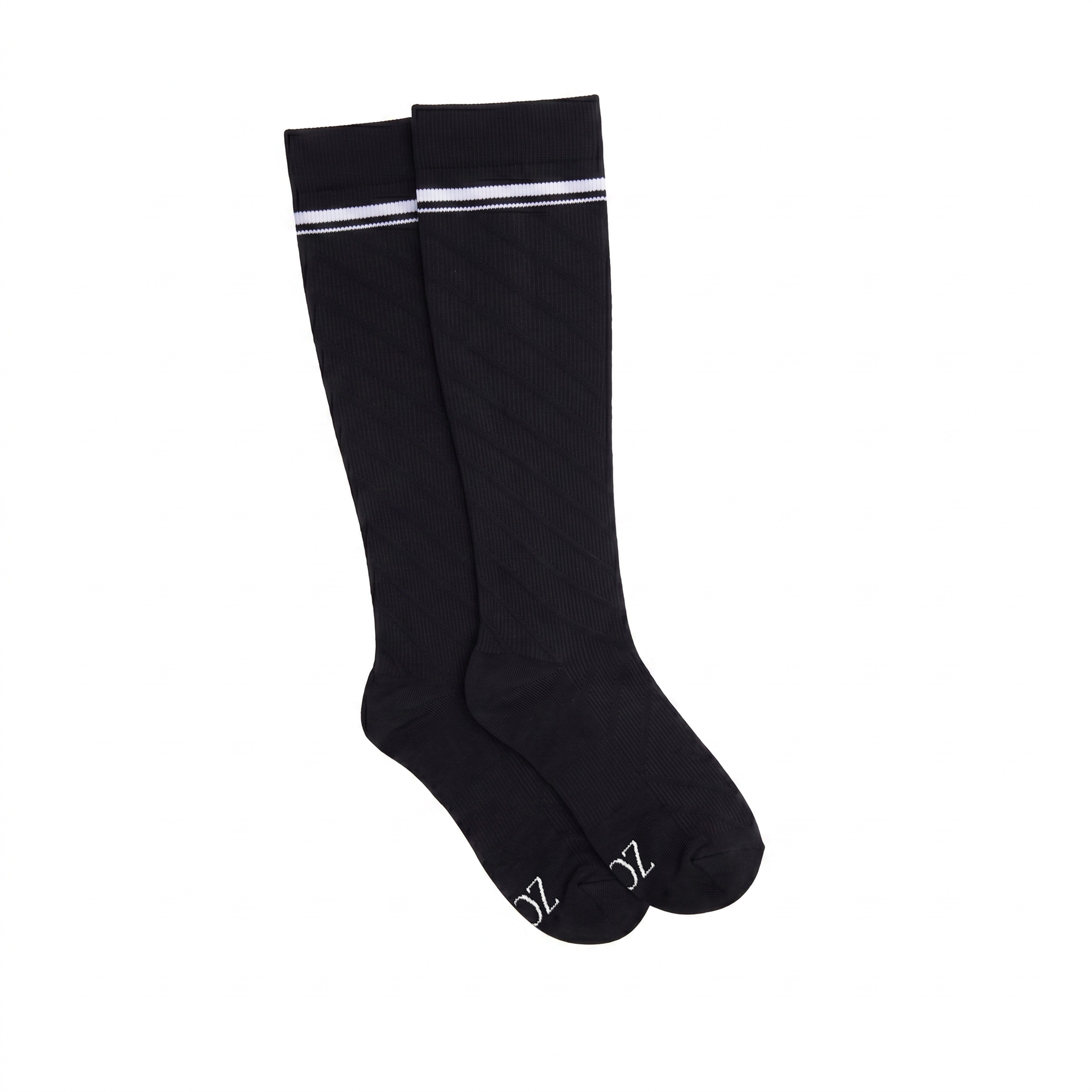 Zomee Maternity Compression Socks - Black with White Stripes, X-Large, 20-30mmHg UNMGRCSBWXL