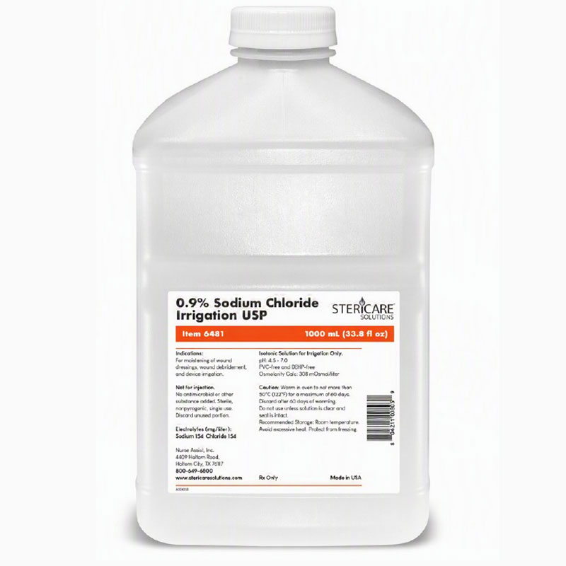 Nurse Assist USP Normal Sterile Saline, Screw Top Container, 1000mL - REPLACES WE6381 WE6481