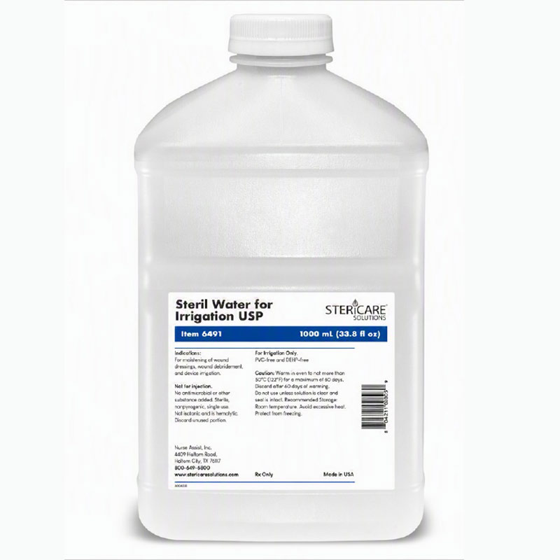 Nurse Assist USP Normal Sterile Water for Irrigation, Screw Top Container, 1000mL - REPLACES WE6391 WE6491