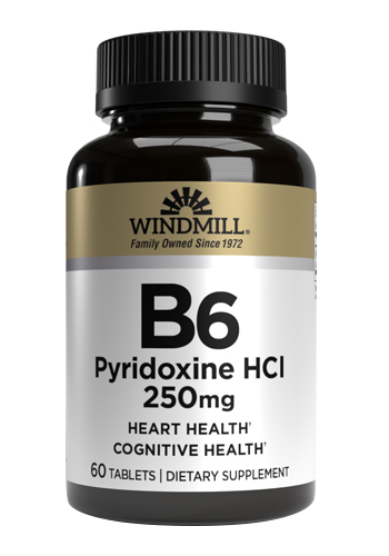 Windmill Vitamin B-6 Pyridoxine, 250 mg Tablets, 60 ct WHP124