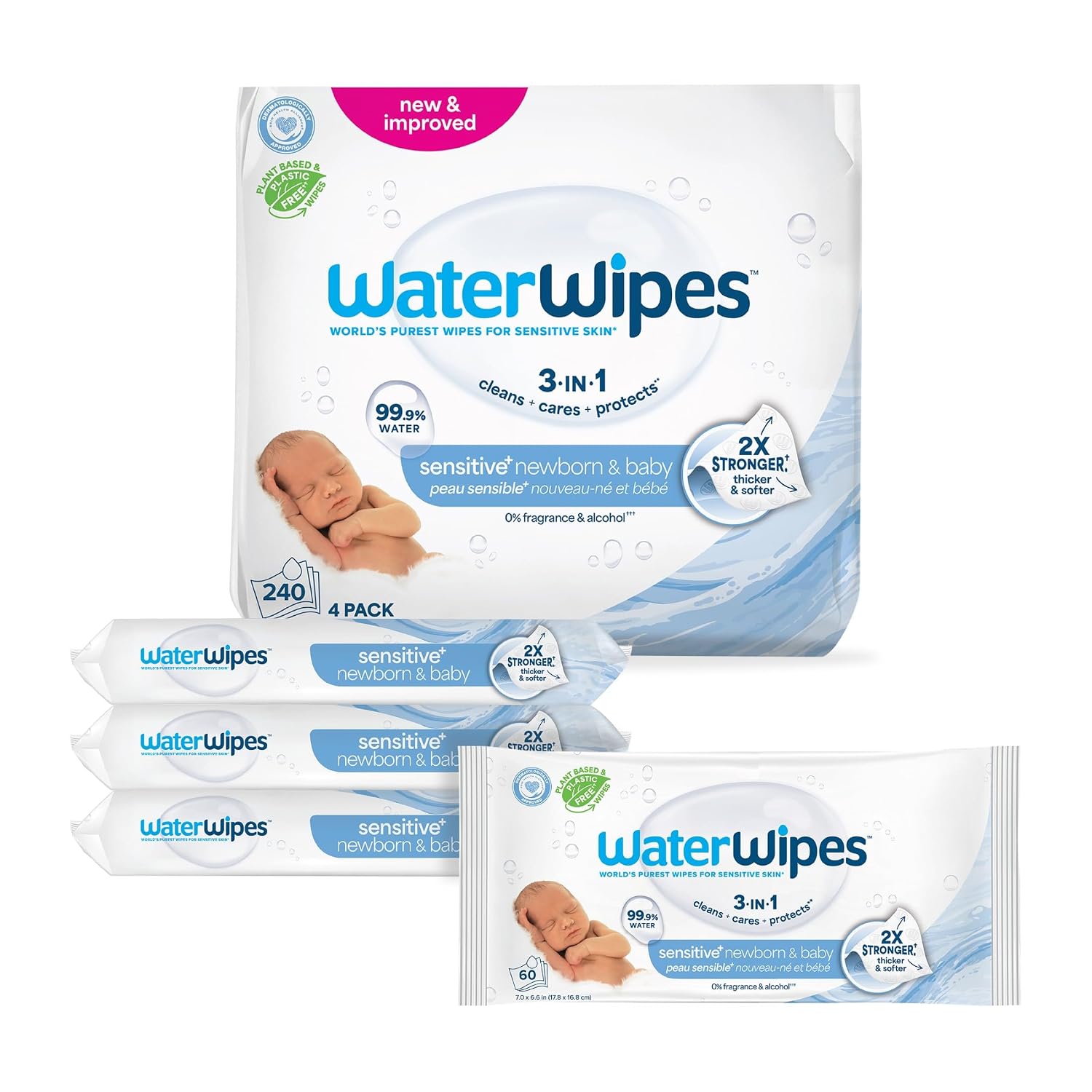 WaterWipes Newborn & Baby Wipes, 240 Count (4 Packs) WWU20000154