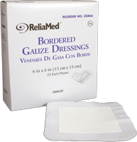 ReliaMed Sterile Bordered Gauze Dressing, 6" x 6", Pad Size 4" x 4" ZGB66